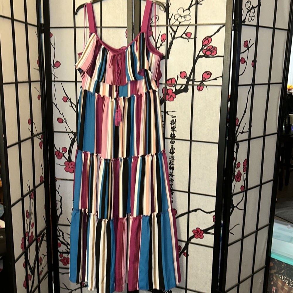 NWT Neiman Marcus English Factory ruffle dress with front tassle decor - Picture 3 of 14